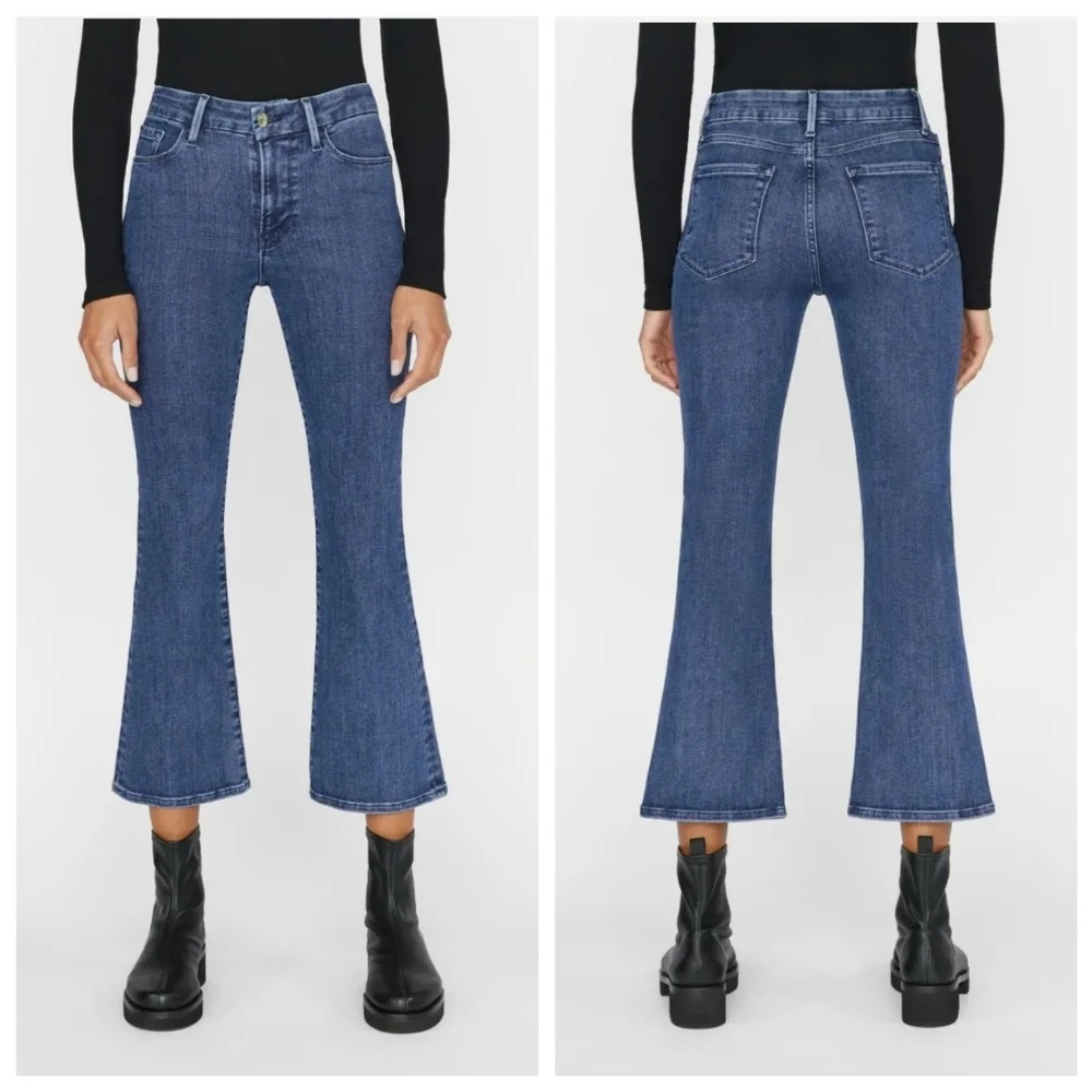 Frame Le Crop Mini Boot Jeans In Kinley Wash Size 29 SHORT - Picture 1 of 12